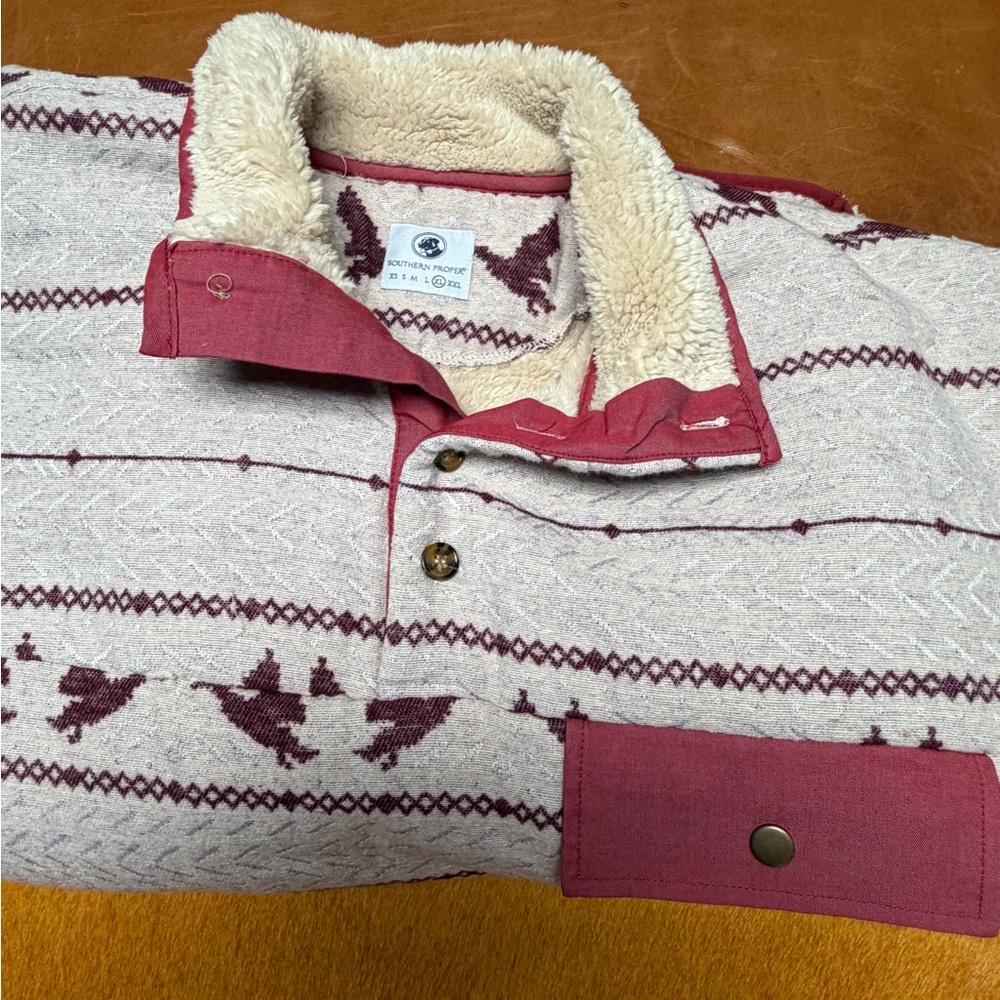 Southern Proper Burgundy and Cream Patterned Shirt